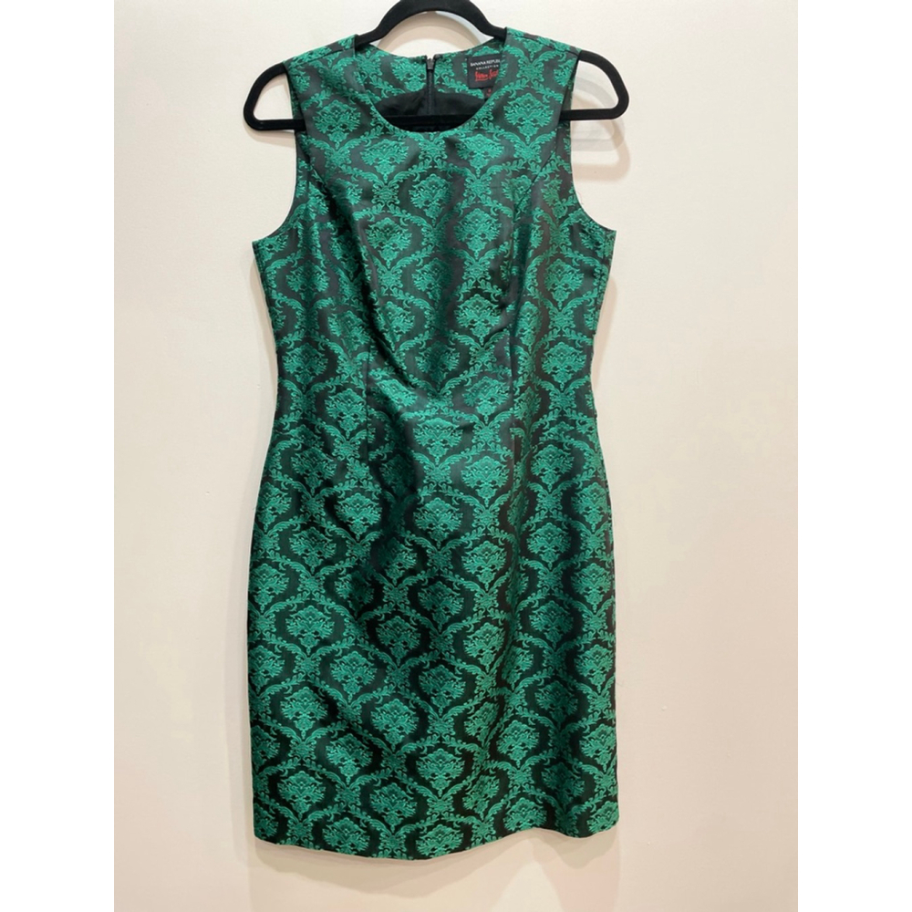 L’Wren Scott for Banana Republic Jacquard Shift dress 8 Kelly Green Holiday